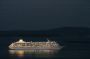 Cruise ship leaving Bar Harbor after sunset